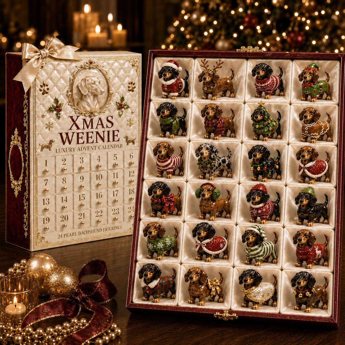 24-Day Dachshund Advent Calendar | Collectible Dog Figurine Christmas Countdown