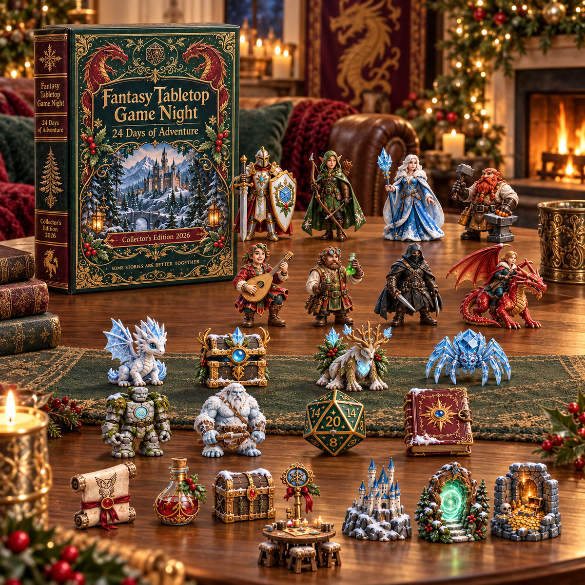 Fantasy Tabletop Game Night 2026 – 24 Days of Adventure Countdown Calendar with 24 Unique Fantasy Miniatures, Dragons, Heroes & RPG Collectibles for Tabletop Gamers