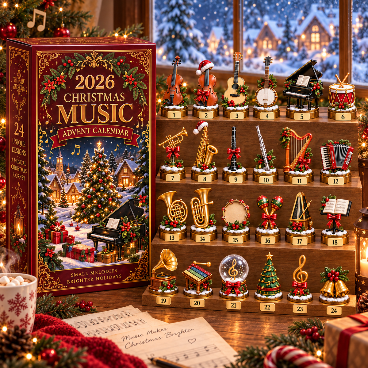 2026 Christmas Music 24-Day Countdown Calendar –  Holiday Collectible Gift for Music Lovers