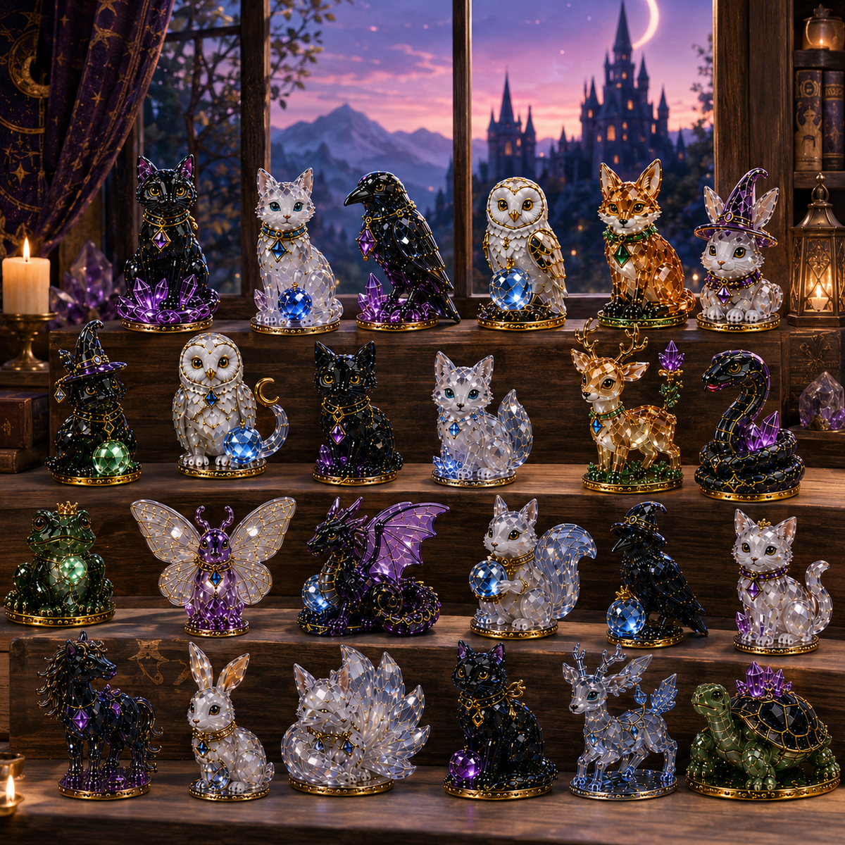 Mystic Familiar 24-Day Countdown Calendar 2026 – 24 Collectible Crystal Animal & Magical Creature Miniatures