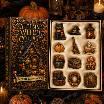 Autumn Witch Cottage Advent Calendar 2026 – 24 Cozy Witchy Miniatures, Black Cat Collectibles & Magical Fall Cottage Surprises,