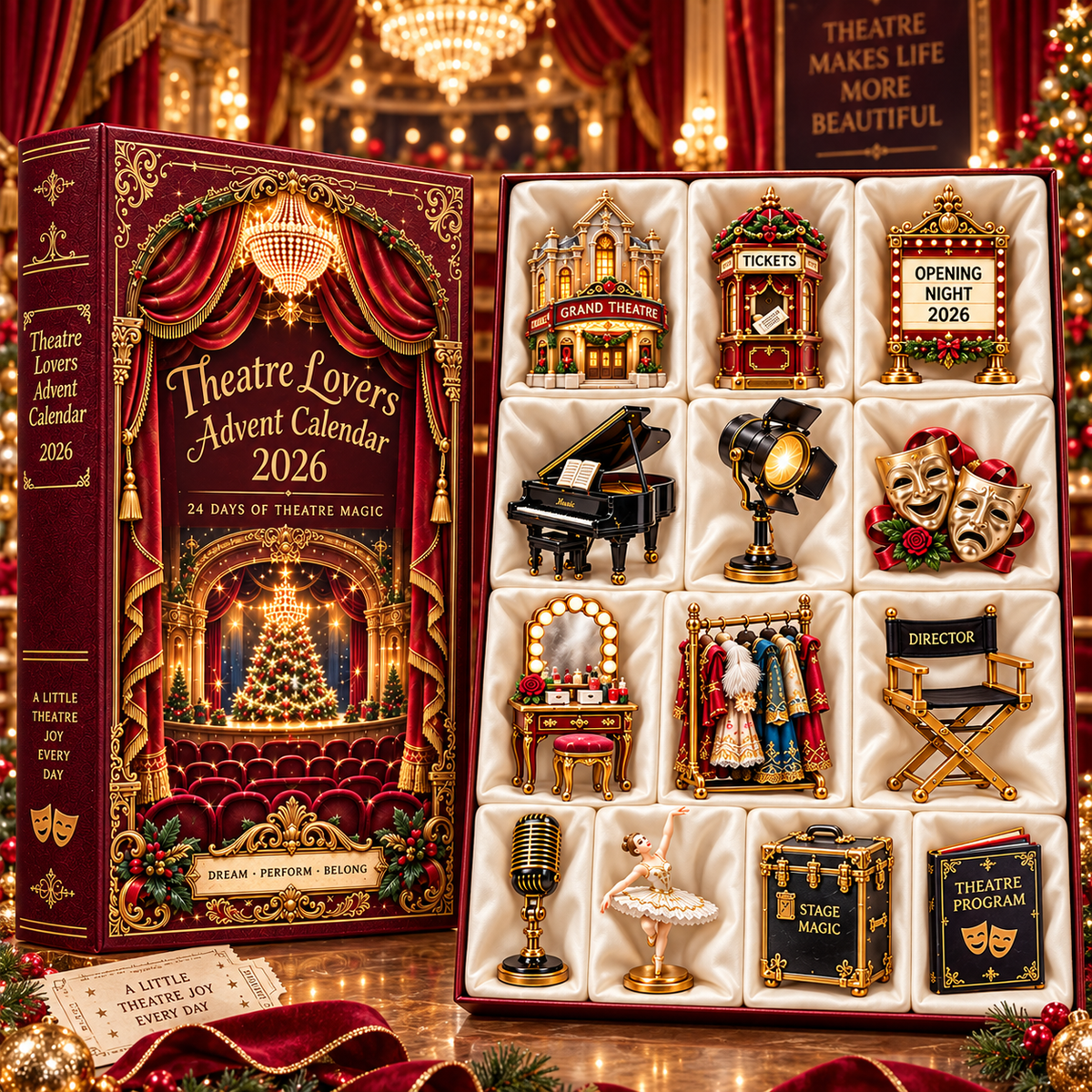 Theatre Lovers Advent Calendar 2026 – 24 Days of Theatre Magic Collectible Miniatures Christmas Countdown Gift
