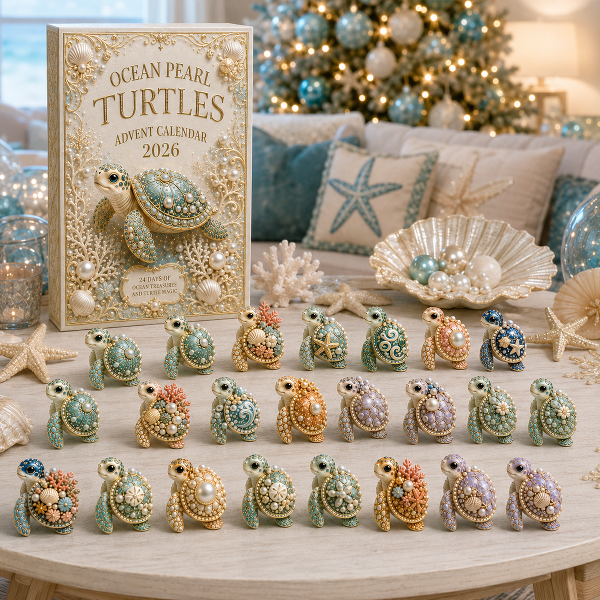 Sea Turtle 24-Day Advent Calendar – Ocean Collectible Figurine Christmas Gift