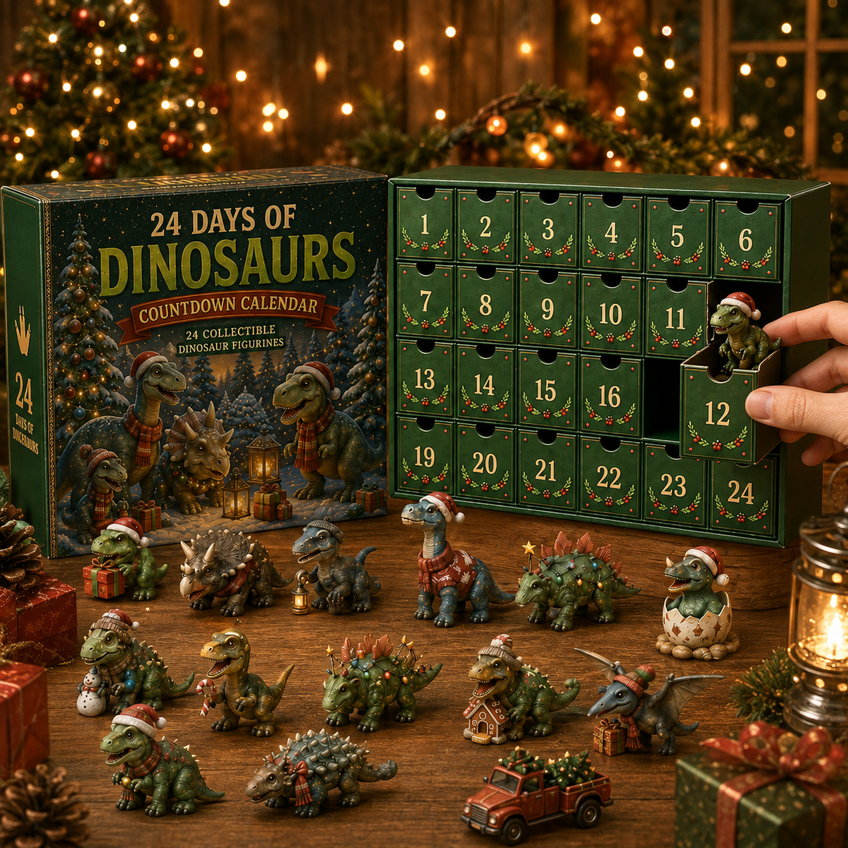 24 Days of Dinosaurs Christmas Countdown Calendar – 24 Unique Collectible Dinosaur Figurines