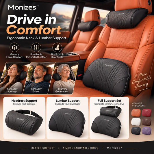 Monizes™ Ergonomisches Auto Nacken- und Lendenstützkissen aus Memory-Schaum