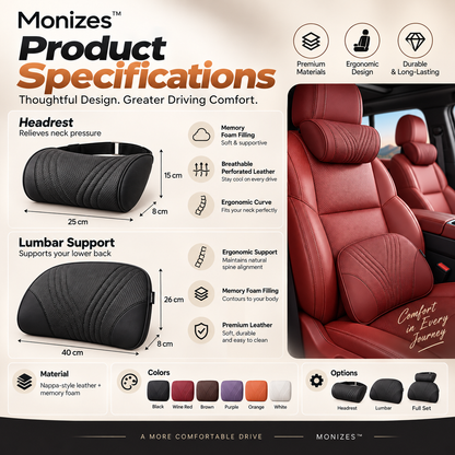 Monizes™ Ergonomisches Auto Nacken- und Lendenstützkissen aus Memory-Schaum