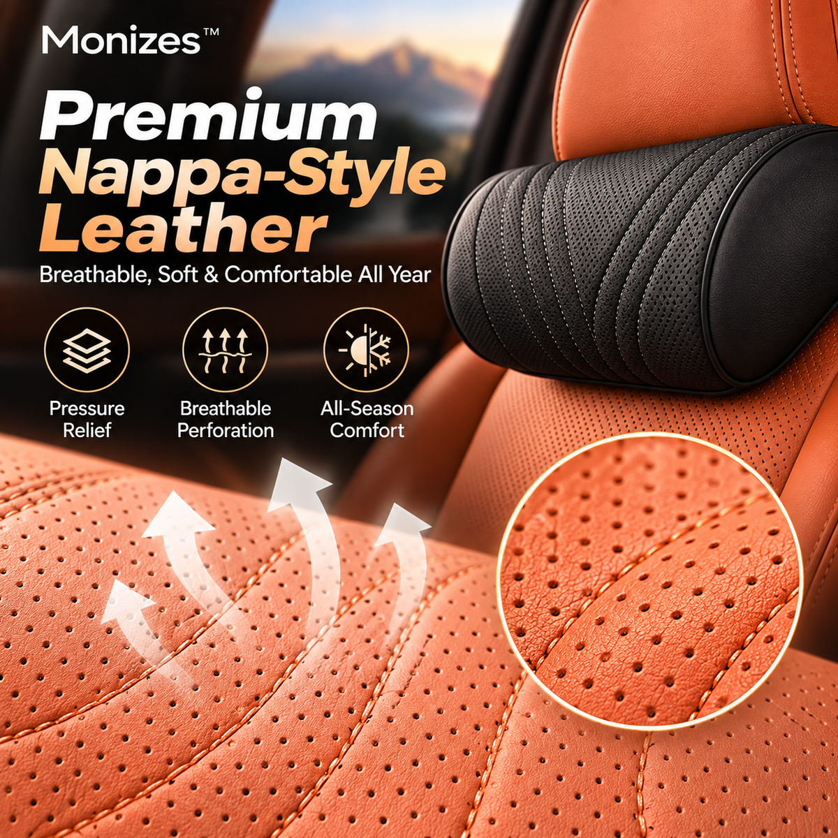 Monizes™ Ergonomisches Auto Nacken- und Lendenstützkissen aus Memory-Schaum