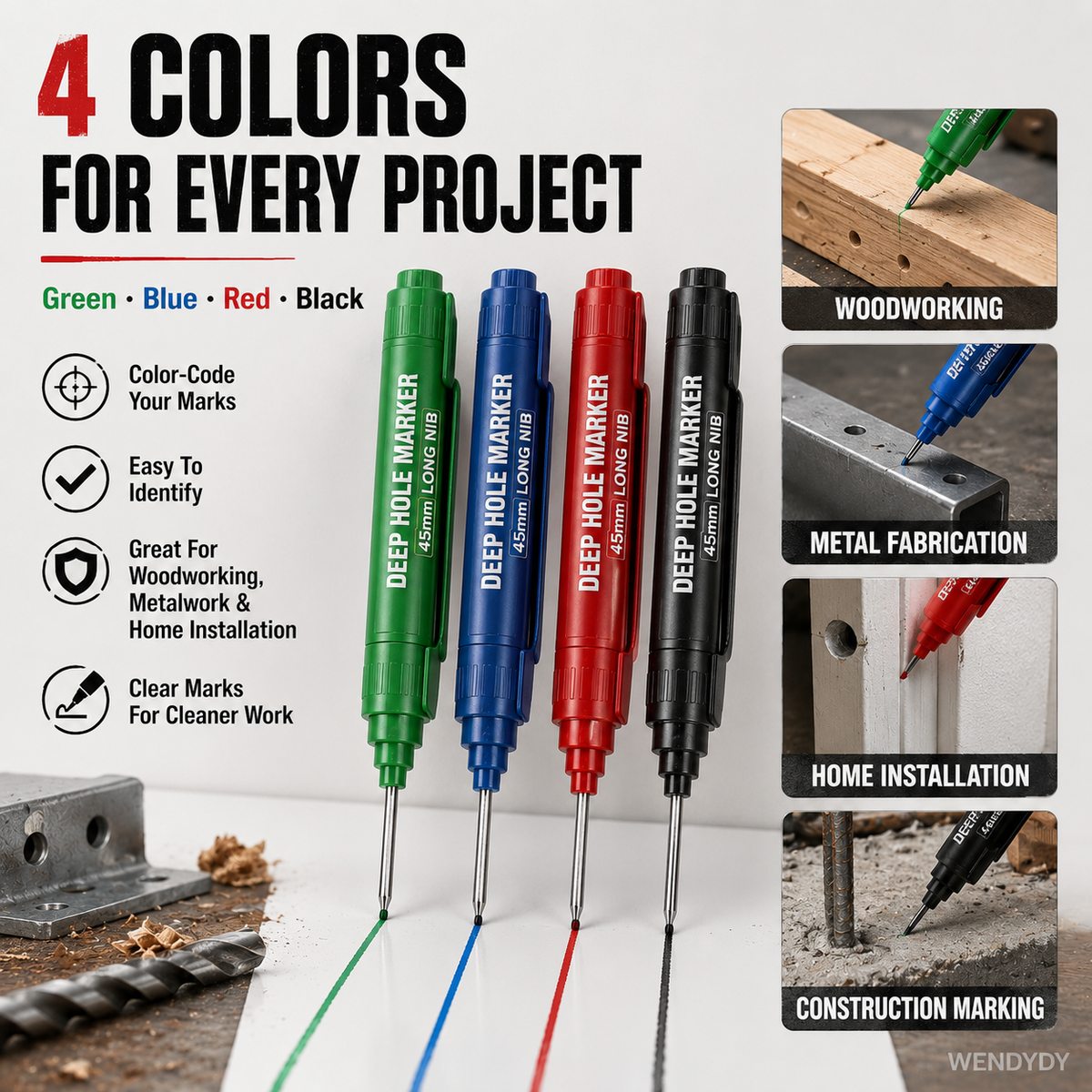 🛠️ Extra-Long Construction Marker – Reach Tight Spots Easily