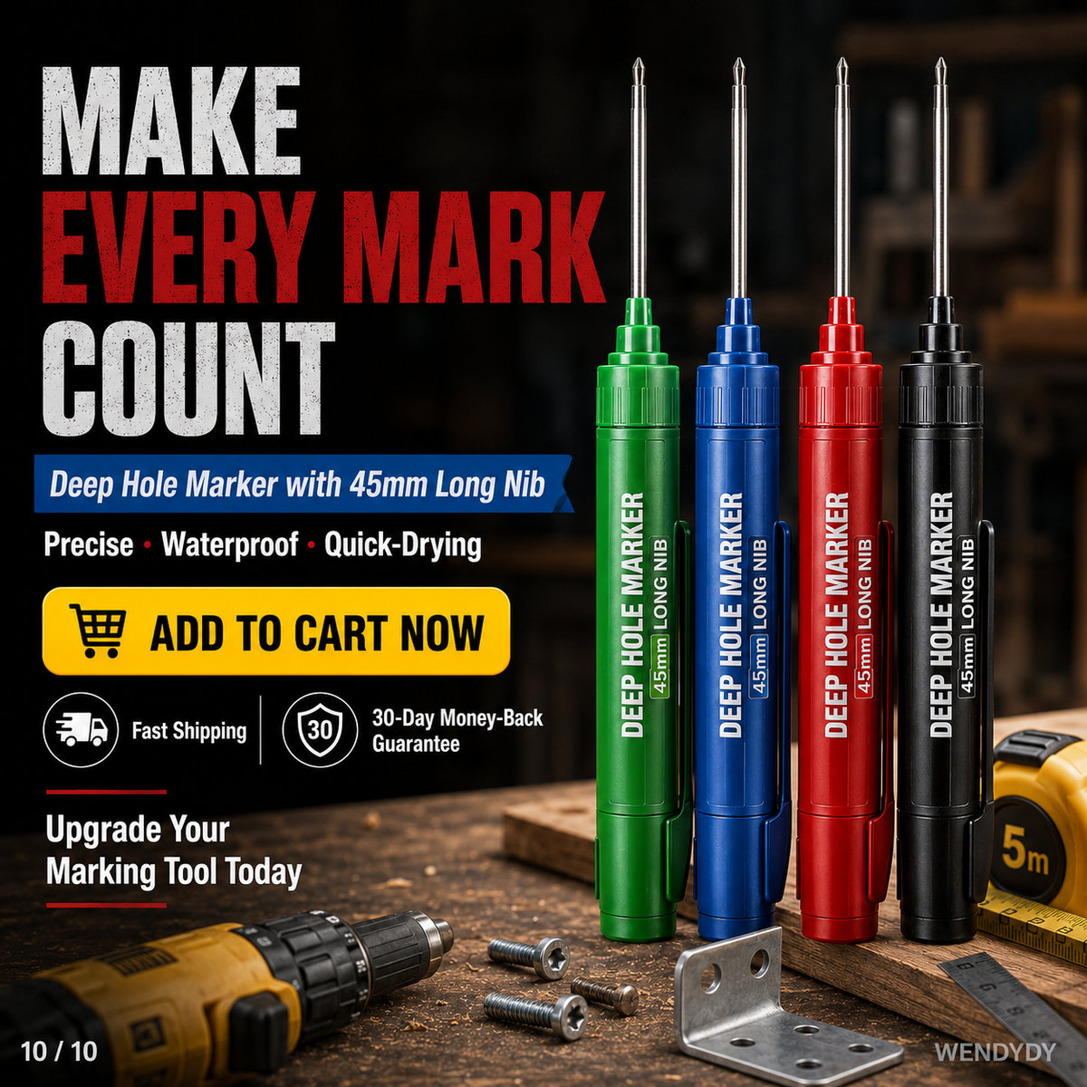 🛠️ Extra-Long Construction Marker – Reach Tight Spots Easily