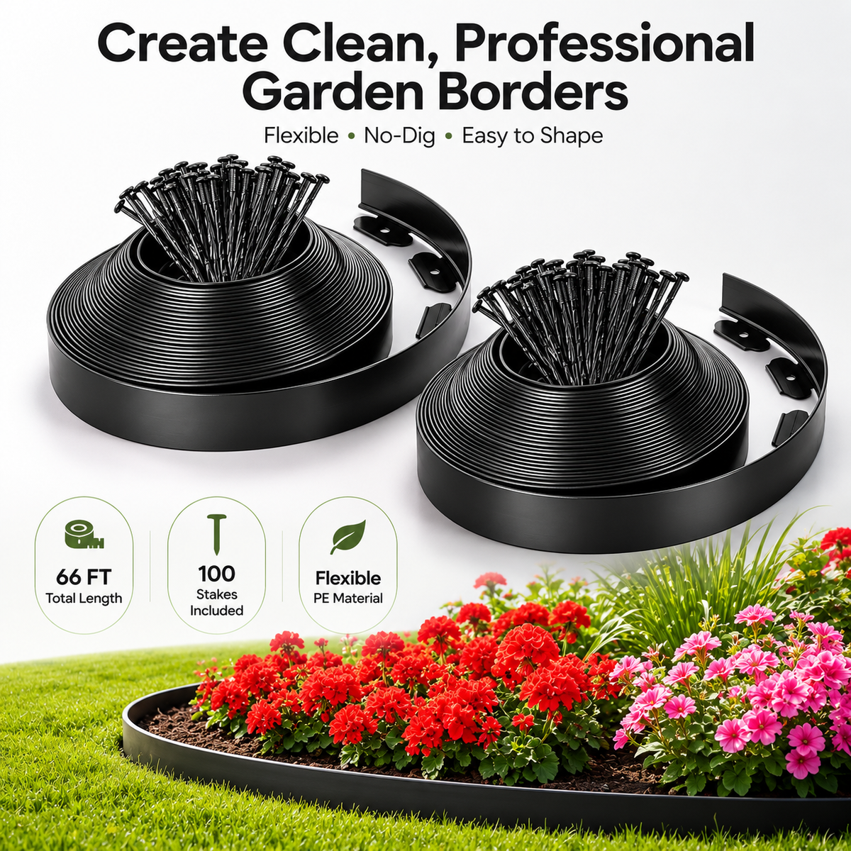 No-Dig Flexible Landscape Edging Kit