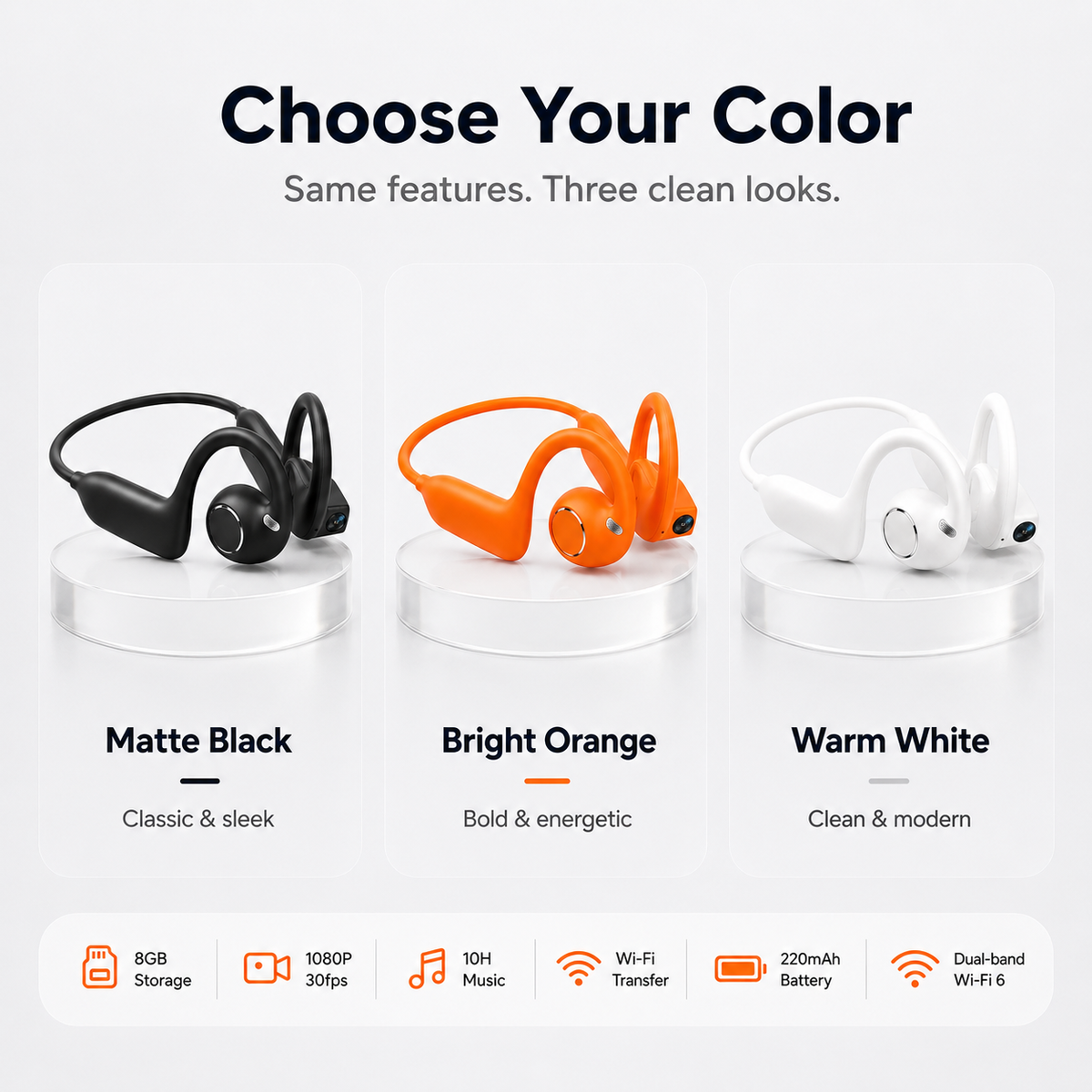 MNZ® VisionAir™ – E12 Pro Smart-Bluetooth-Headset mit KI-Kamera (Apple/Android)