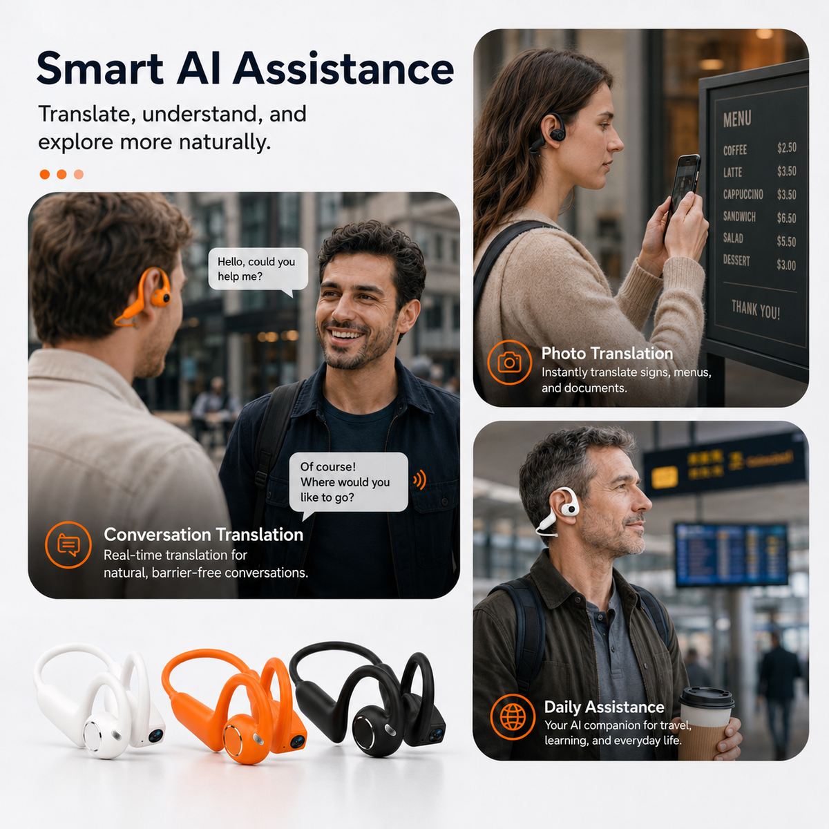 MNZ® VisionAir™ – E12 Pro Smart-Bluetooth-Headset mit KI-Kamera (Apple/Android)