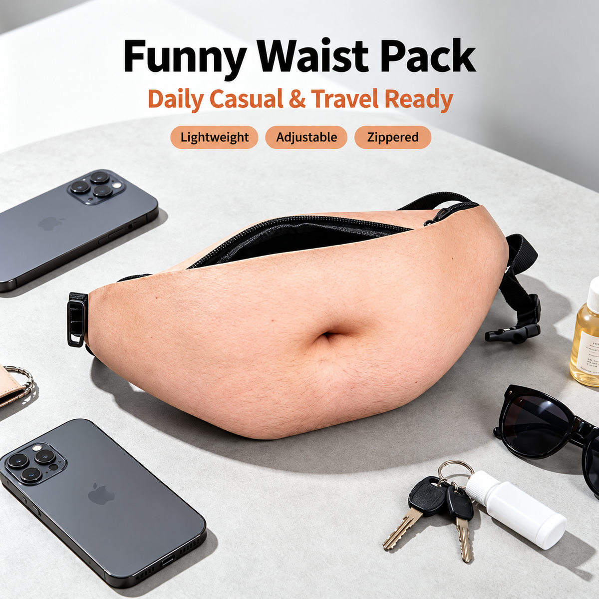 😂 Urkomische Fake-Bierbauch-Bauchtasche – Das ultimative Scherzgeschenk & Witz-Hüfttasche 🍺