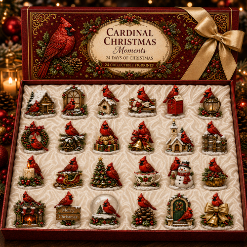 24-Day Cardinal Advent Calendar | Collectible Christmas & Autumn Figurines