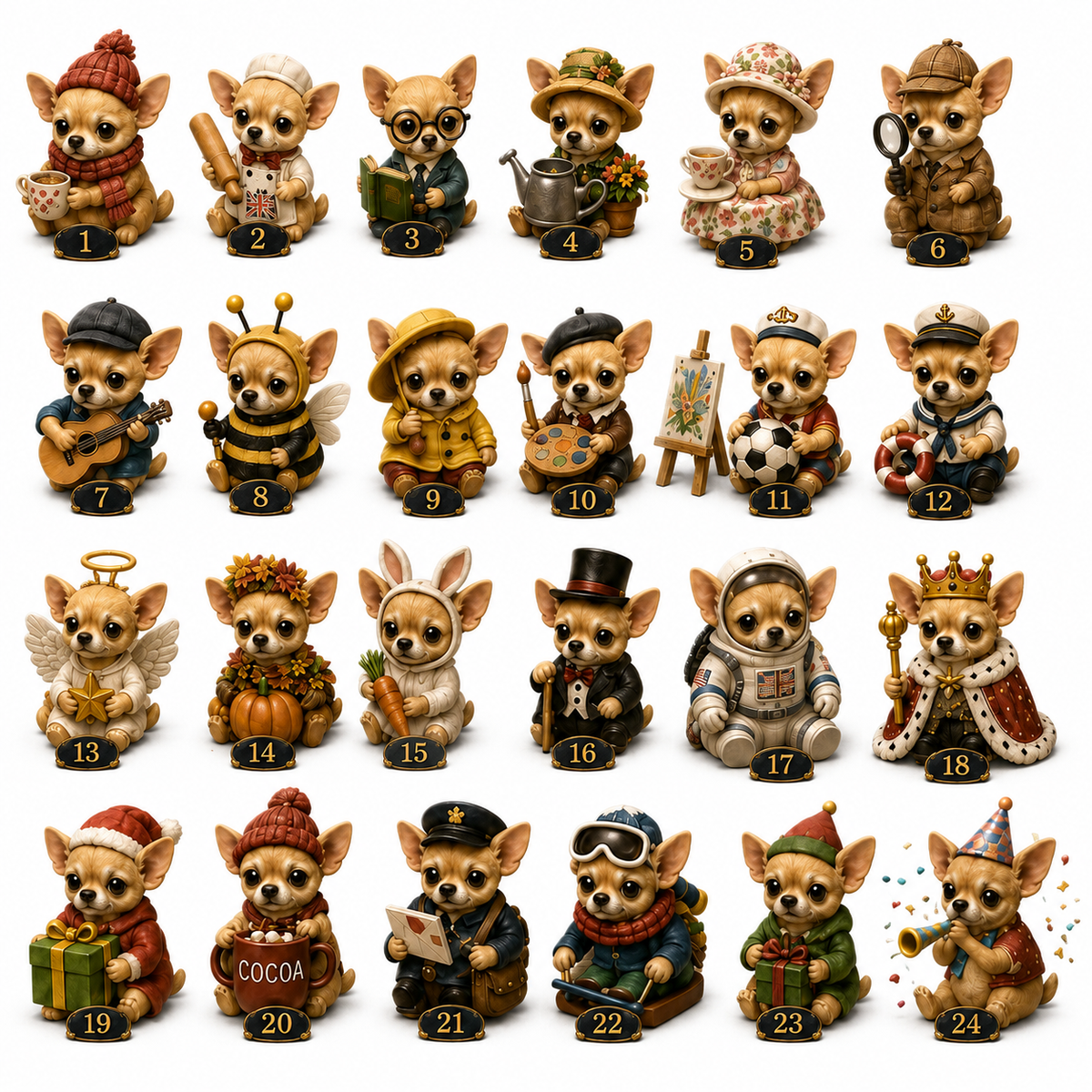 Chihuahua Jobs Advent Calendar 2026 – 24 Days of Unique Chihuahua Miniature Collectibles,