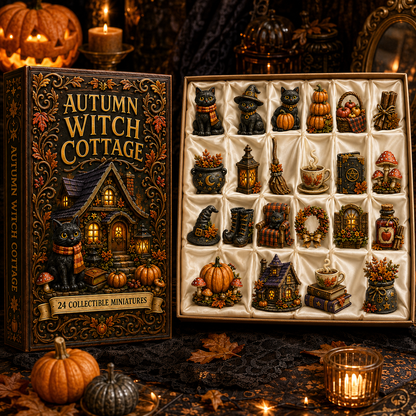 Autumn Witch Cottage Advent Calendar 2026 – 24 Cozy Witchy Miniatures, Black Cat Collectibles & Magical Fall Cottage Surprises,