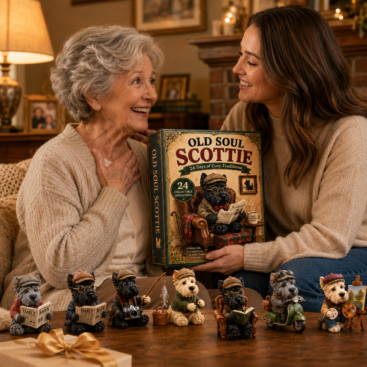 Old Soul Scottie 24-Day Advent Calendar – 24 Adorable Collectible Scottish Terrier Miniatures, Cozy Christmas Countdown Gift for Scottie Lovers & Dog Owners