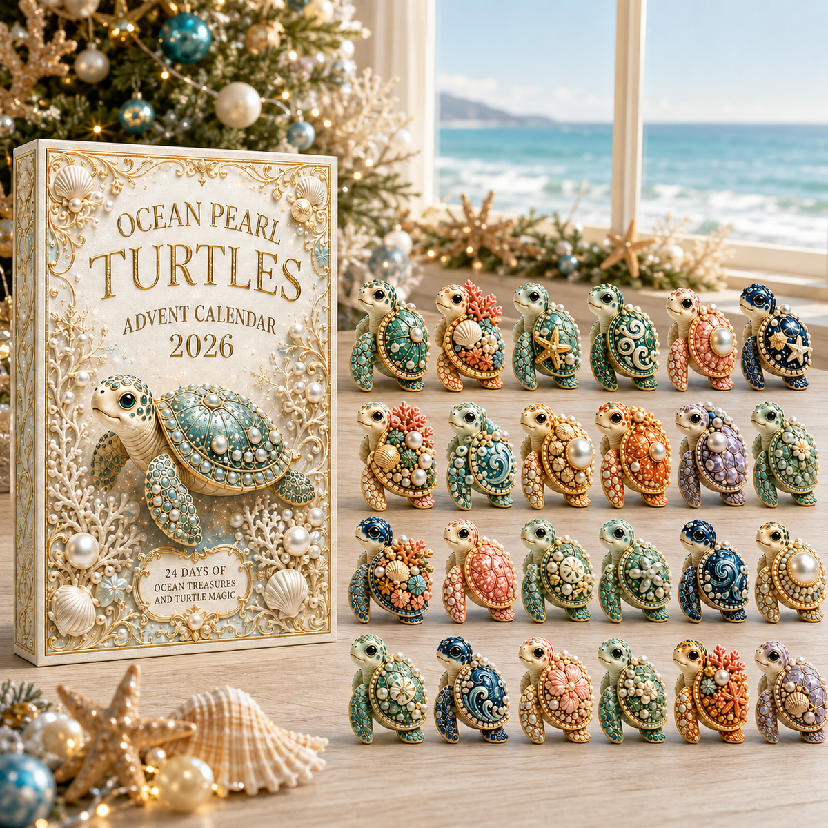 Sea Turtle 24-Day Advent Calendar – Ocean Collectible Figurine Christmas Gift
