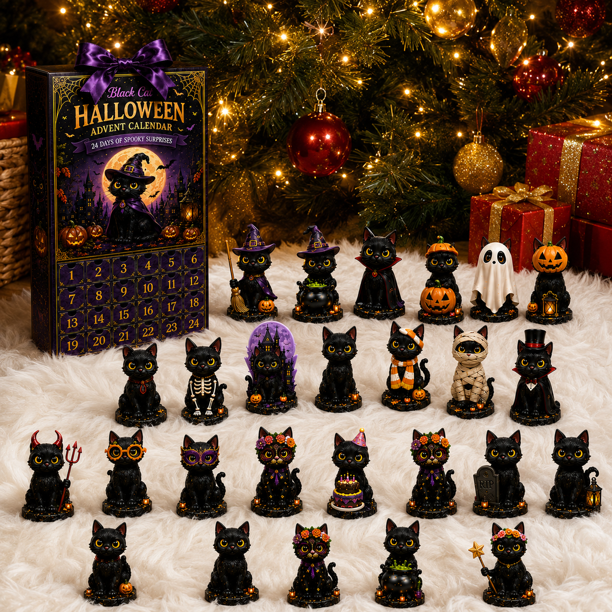 24-Day Christmas Advent Calendar – Halloween Black Cat Ornament | pinkdiy
