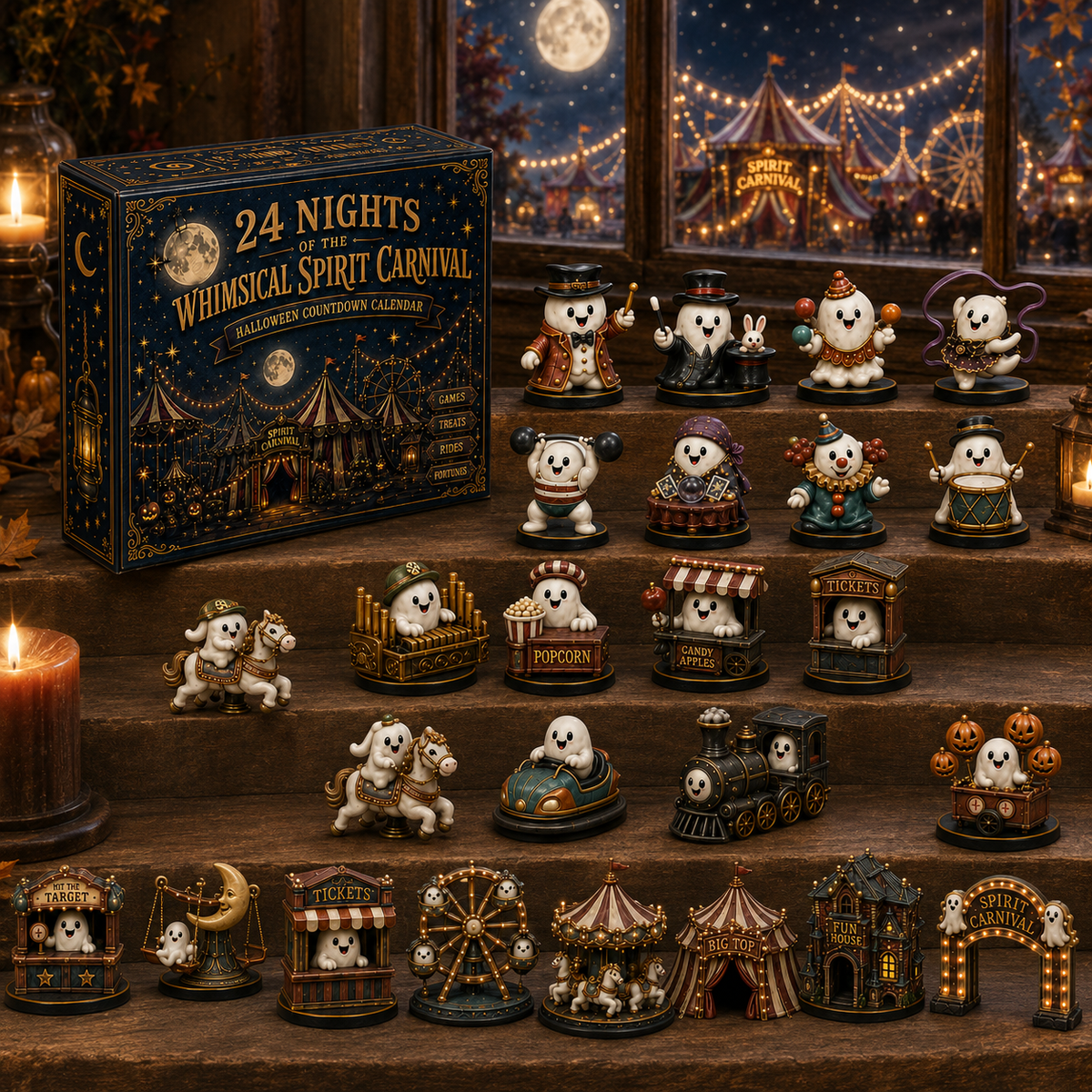 🎃 24-Day Halloween Advent Calendar – 24 Nights of Spooky Carnival Surprises, Collectible Figures & Magical Fun