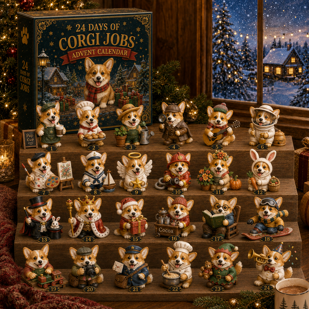 24 Days of Corgi Jobs Advent Calendar 2026 – 24 Unique Collectible Corgi Miniatures, Christmas Countdown Calendar for Dog Lovers