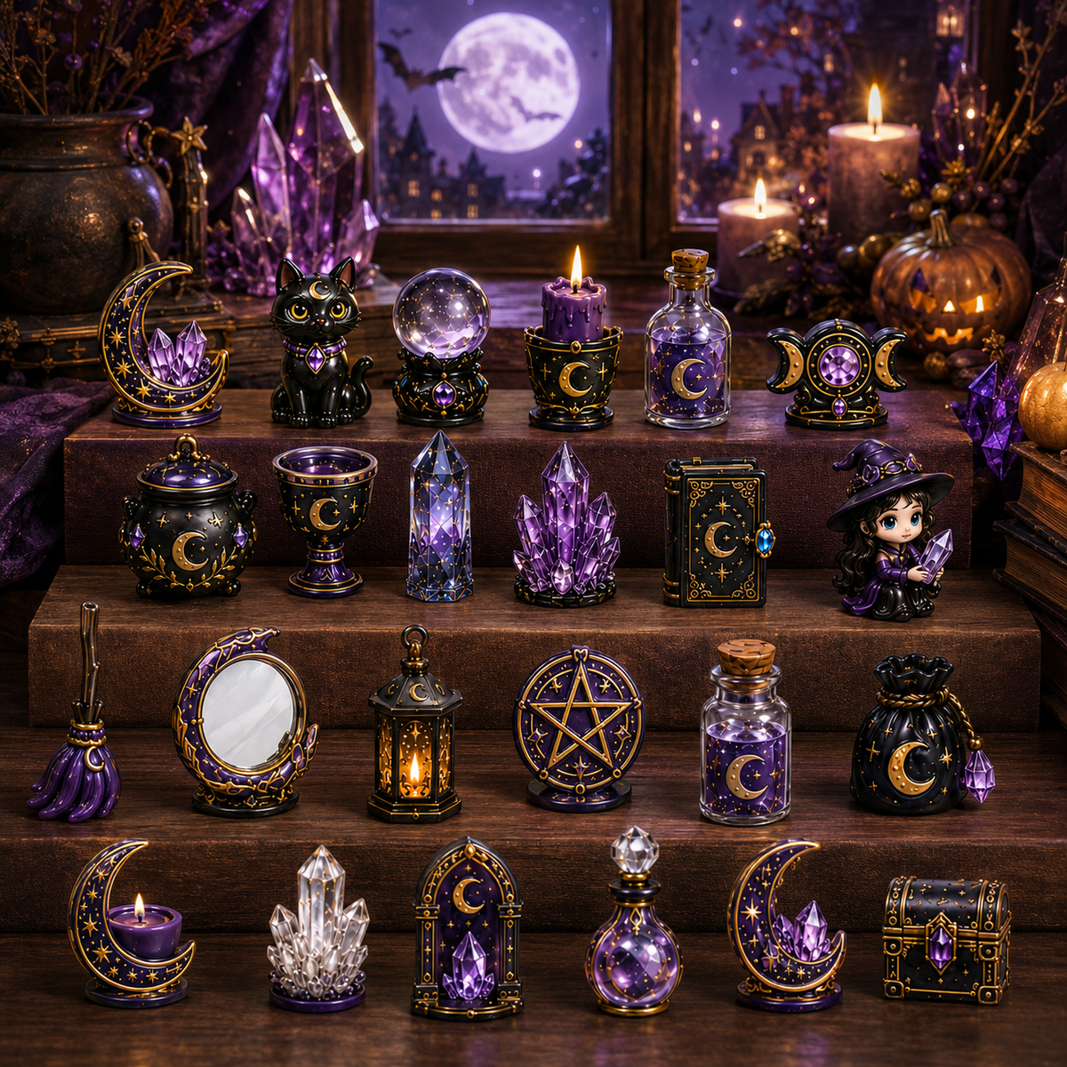 Crystal Witch Advent Calendar 2026 – 24 Days of Magical Crystal Miniatures, Mystical Witchy Collectibles & Enchanting Gifts for Fantasy Lovers