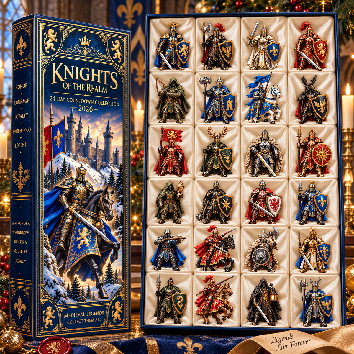 Knights of the Realm 2026 – 24-Day Medieval Legends Countdown Calendar with 24 Unique Knight Miniatures, Fantasy Collectible Gift for Medieval & Knight Lovers