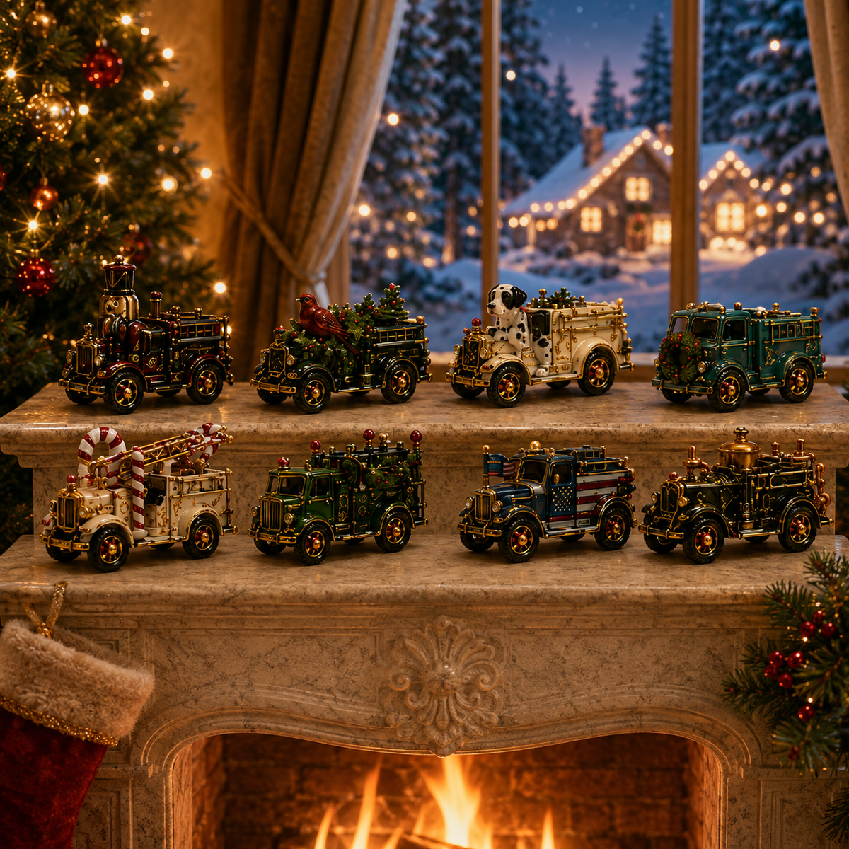 Vintage Fire Truck 24-Day Advent Calendar – Collectible Miniature Christmas Countdown Gift