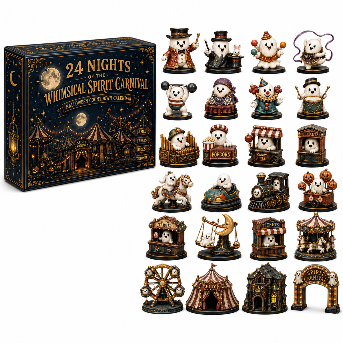 🎃 24-Day Halloween Advent Calendar – 24 Nights of Spooky Carnival Surprises, Collectible Figures & Magical Fun