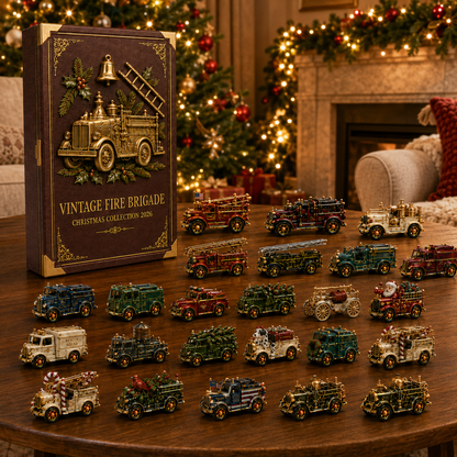 Vintage Fire Truck 24-Day Advent Calendar – Collectible Miniature Christmas Countdown Gift