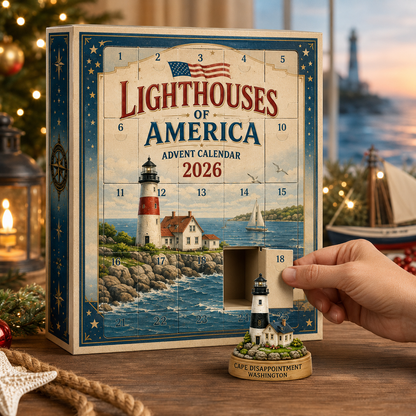 Lighthouses of America Advent Calendar 2026 – 24-Day Coastal Heritage Countdown, Collector-Grade Lighthouse Miniatures