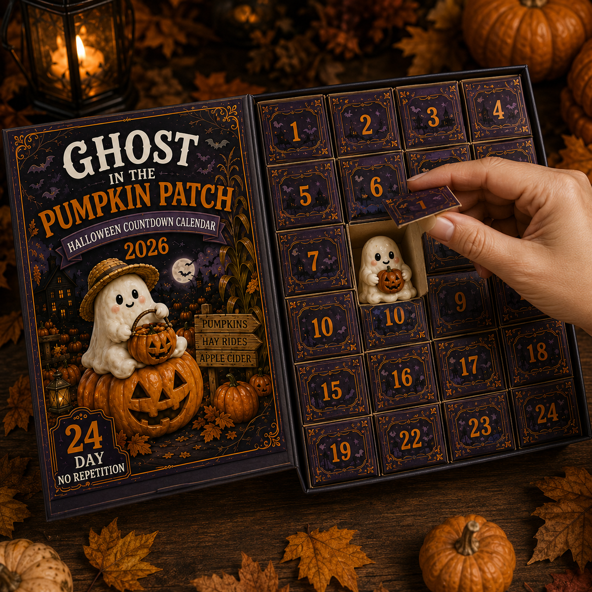 Ghost in the Pumpkin Patch Advent Calendar 2026 – 24 Unique Halloween Ghost Miniatures,