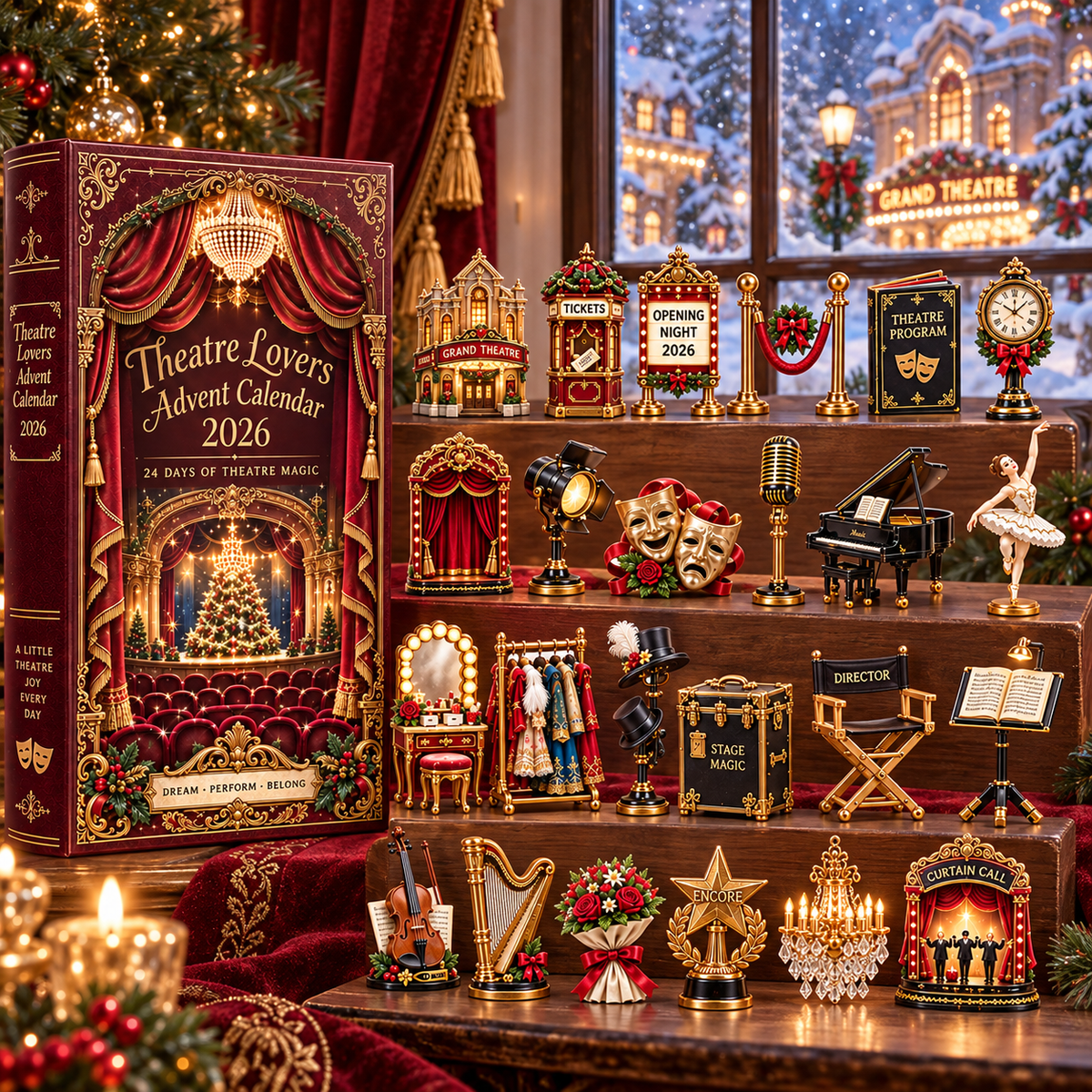Theatre Lovers Advent Calendar 2026 – 24 Days of Theatre Magic Collectible Miniatures Christmas Countdown Gift
