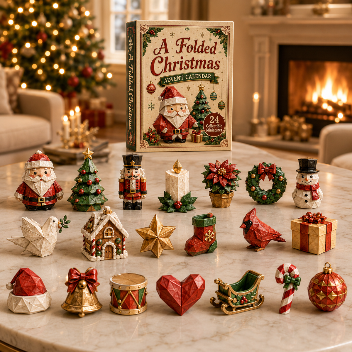 A Folded Christmas 24-Day Advent Calendar – 24 Collectible  Christmas Miniatures, Premium Holiday Countdown Gift Set for Families & Collectors