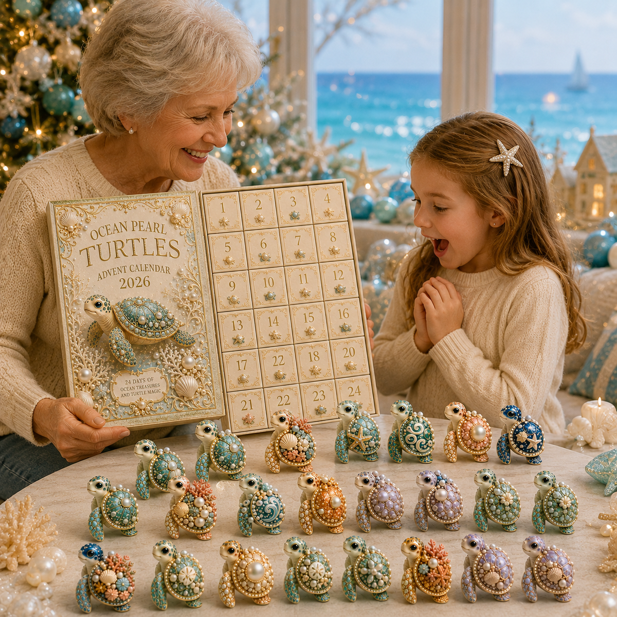 Sea Turtle 24-Day Advent Calendar – Ocean Collectible Figurine Christmas Gift
