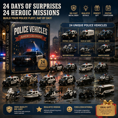 High-quality miniature model✨Police Vehicles Fleet Advent Calendar 2026 - 24-Day Festive Countdown