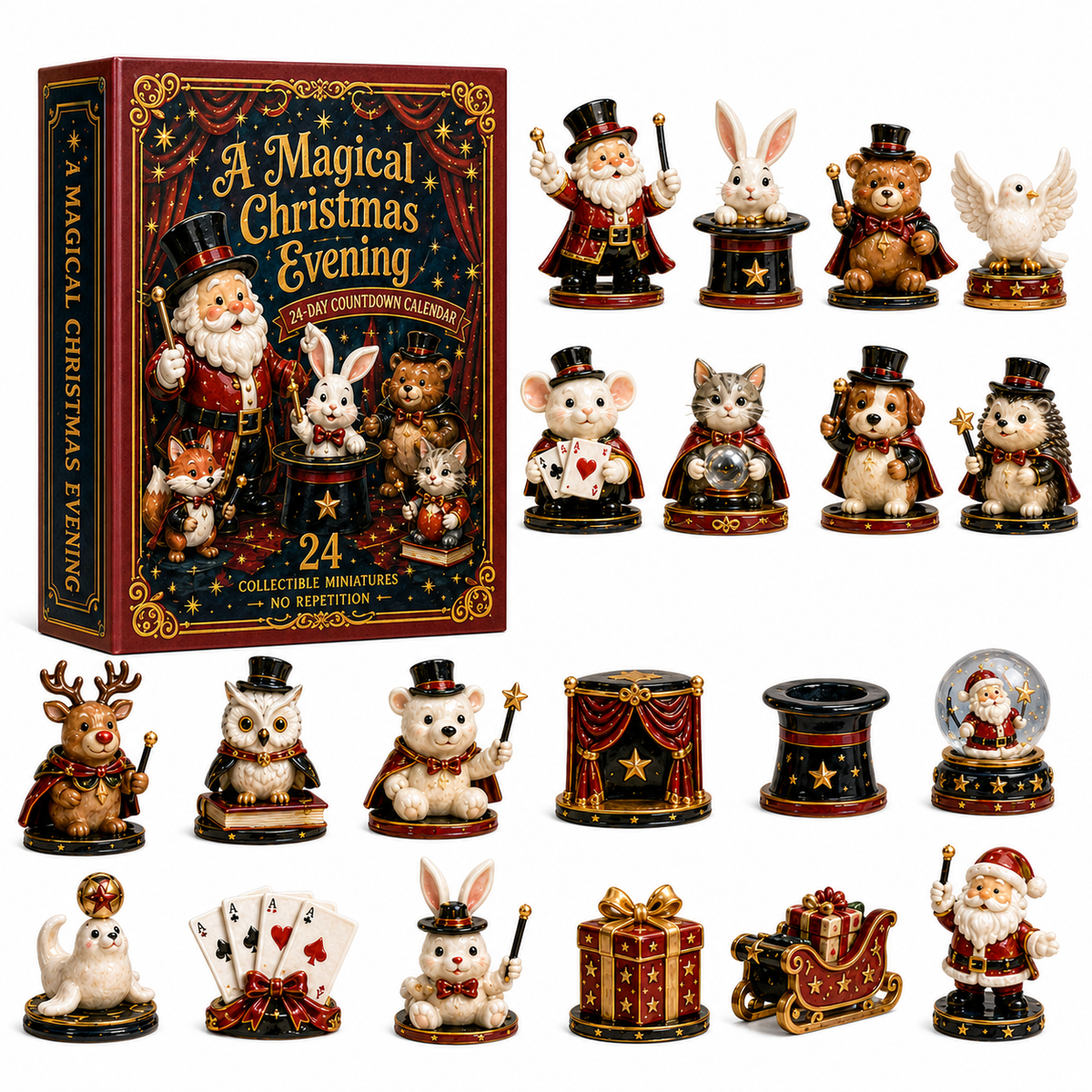 24-Day Magical Christmas Countdown Calendar – 24 Collectible Miniature Figures, A Whimsical Holiday Gift Set for Christmas Lovers & Collectors