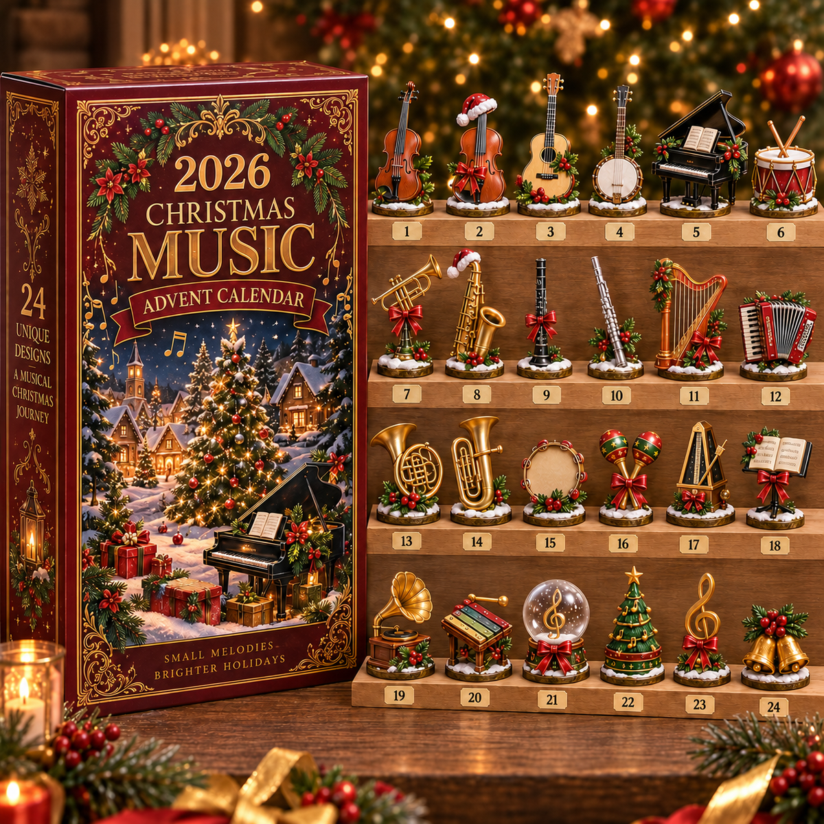 2026 Christmas Music 24-Day Countdown Calendar –  Holiday Collectible Gift for Music Lovers