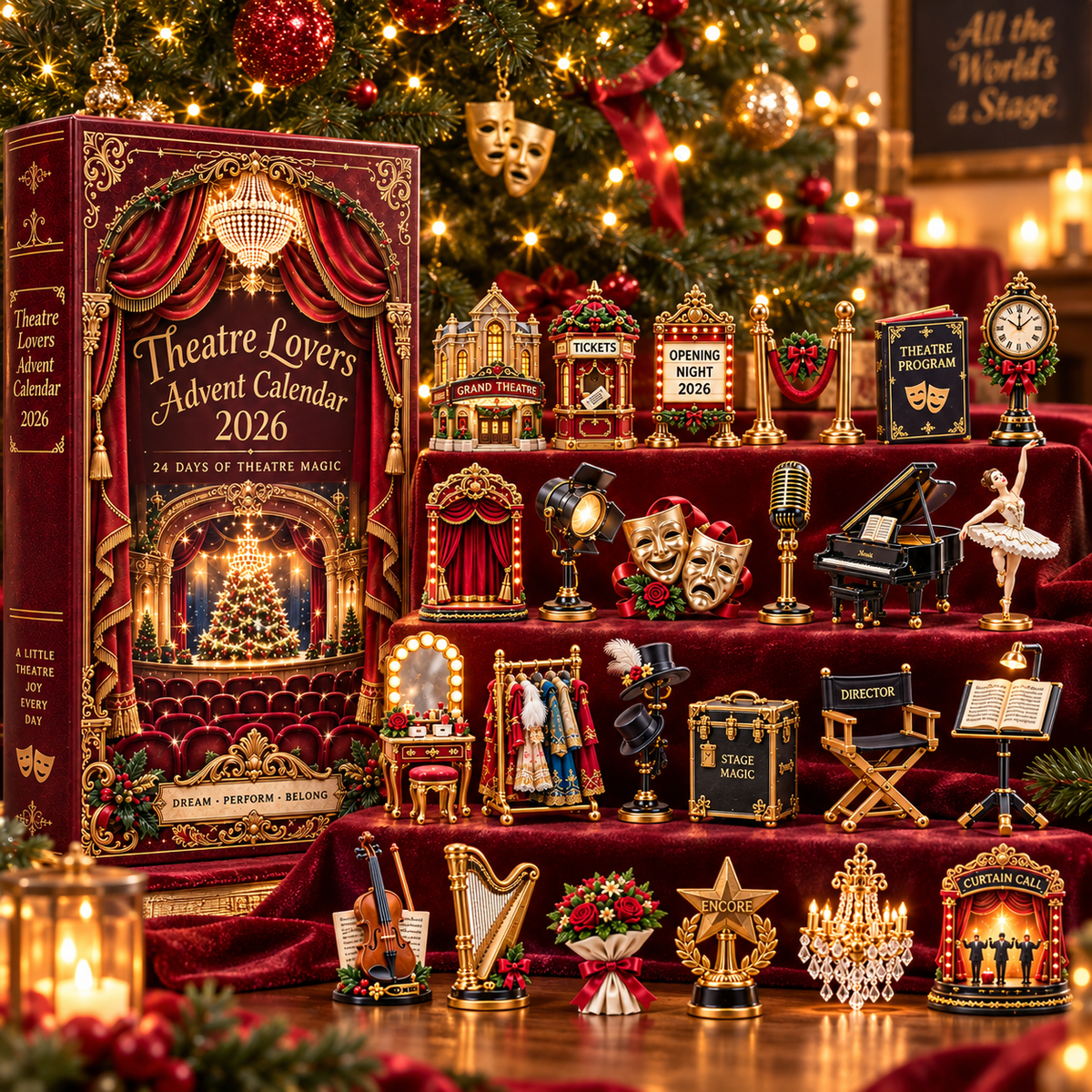 Theatre Lovers Advent Calendar 2026 – 24 Days of Theatre Magic Collectible Miniatures Christmas Countdown Gift