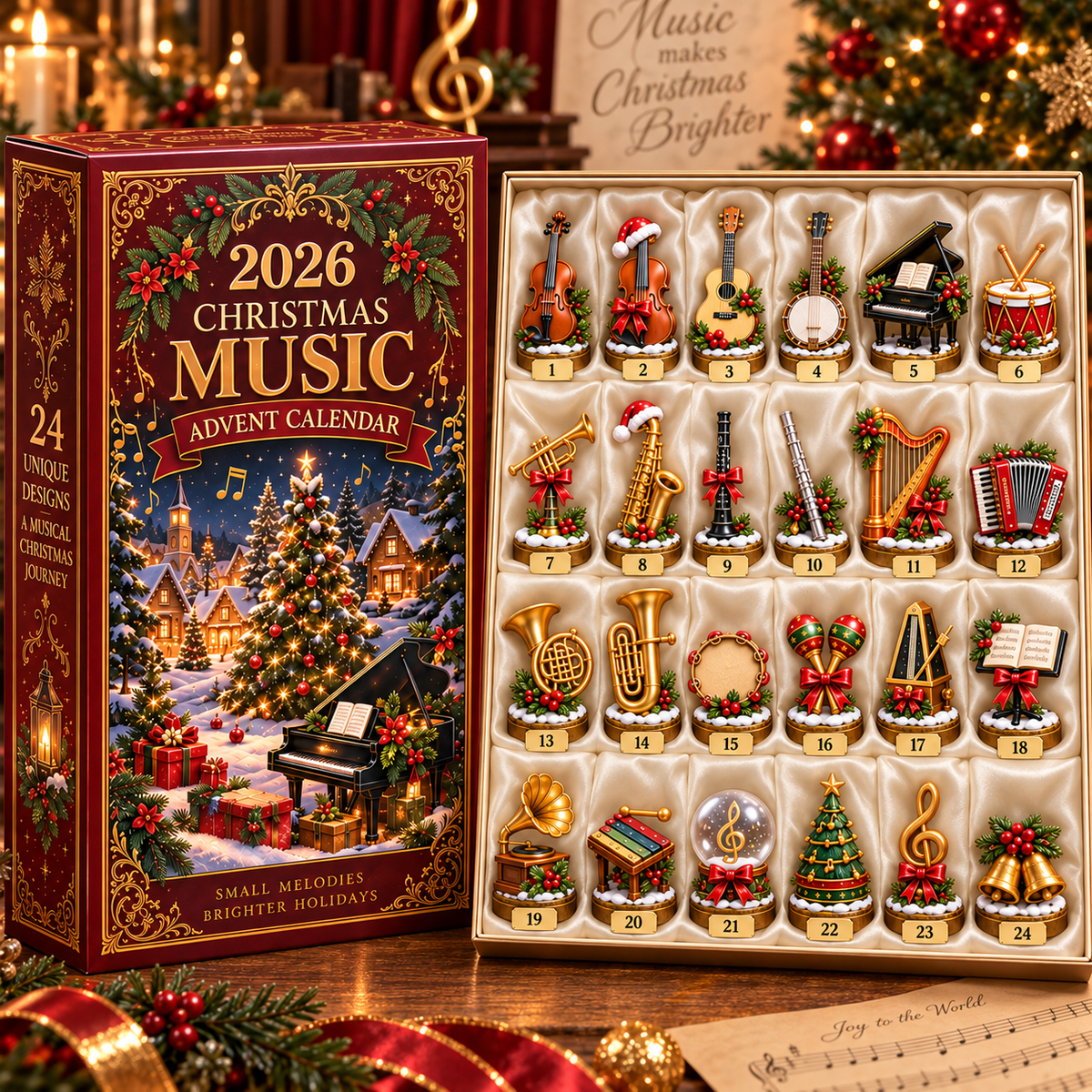2026 Christmas Music 24-Day Countdown Calendar –  Holiday Collectible Gift for Music Lovers
