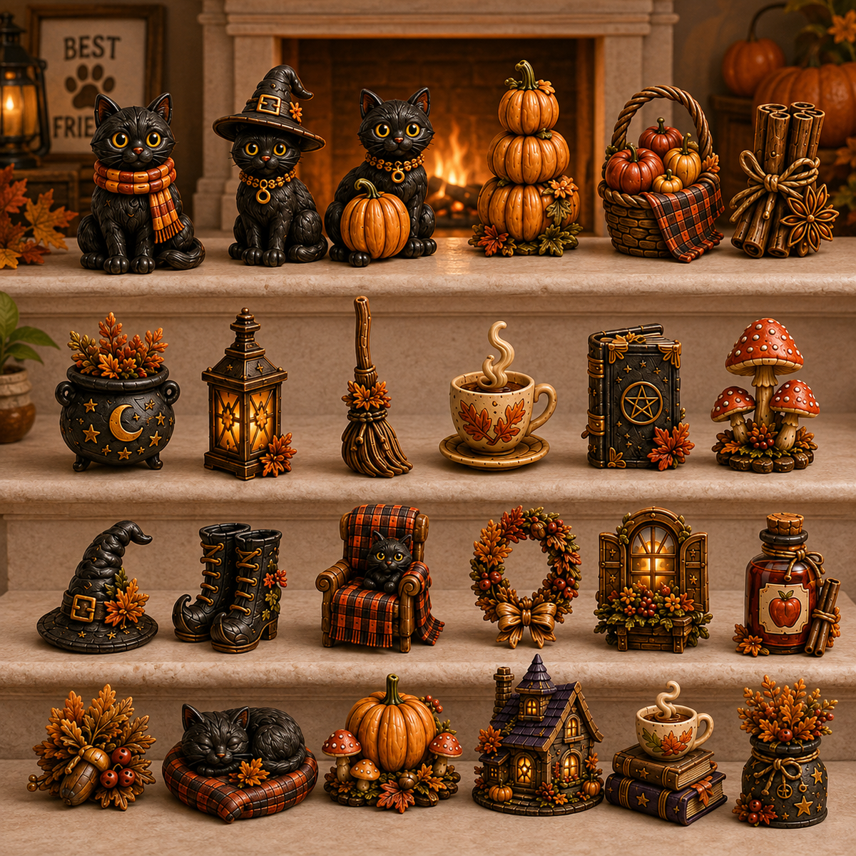Autumn Witch Cottage Advent Calendar 2026 – 24 Cozy Witchy Miniatures, Black Cat Collectibles & Magical Fall Cottage Surprises,