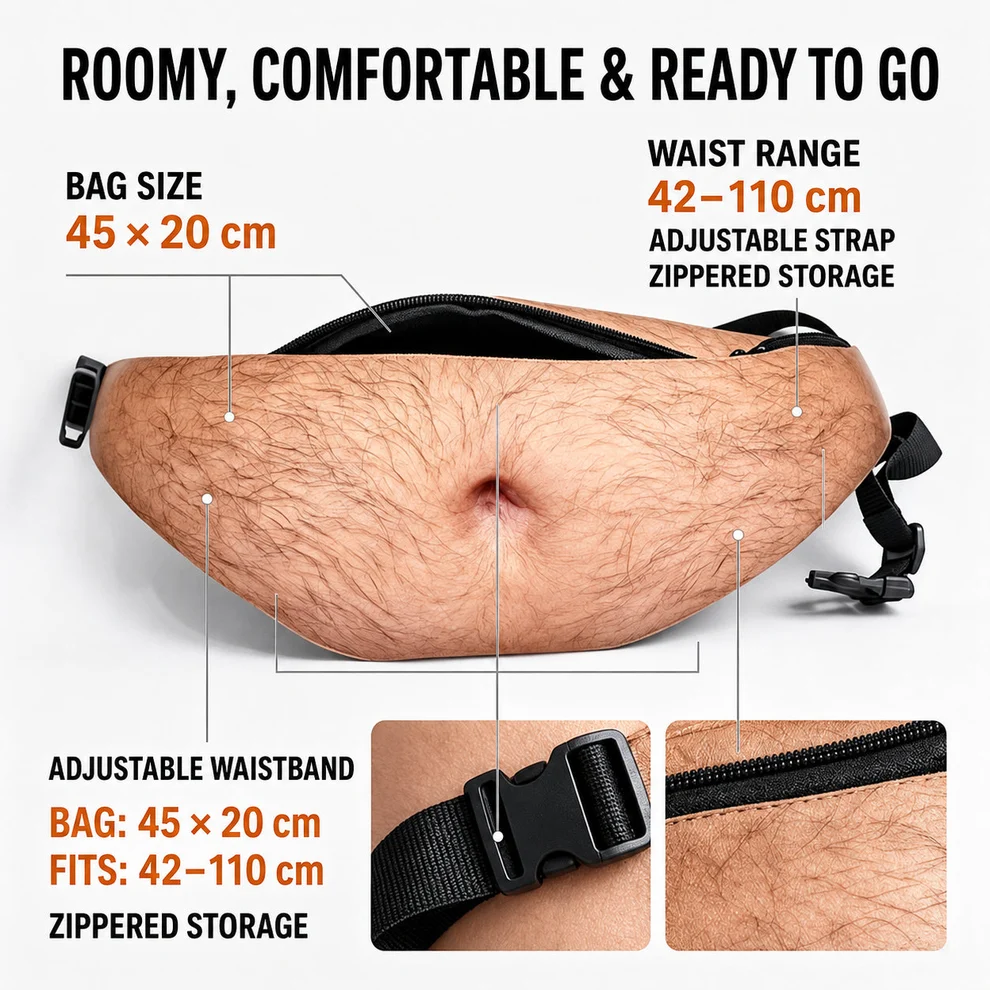 😂 Urkomische Fake-Bierbauch-Bauchtasche – Das ultimative Scherzgeschenk & Witz-Hüfttasche 🍺