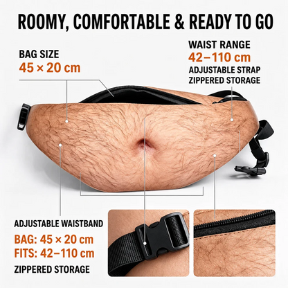 😂 Urkomische Fake-Bierbauch-Bauchtasche – Das ultimative Scherzgeschenk & Witz-Hüfttasche 🍺