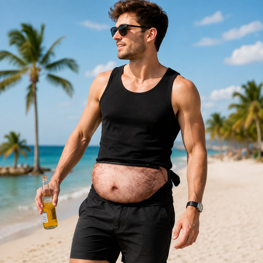 😂 Urkomische Fake-Bierbauch-Bauchtasche – Das ultimative Scherzgeschenk & Witz-Hüfttasche 🍺