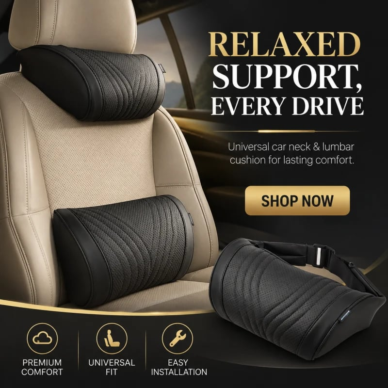 Monizes™ Ergonomisches Auto Nacken- und Lendenstützkissen aus Memory-Schaum