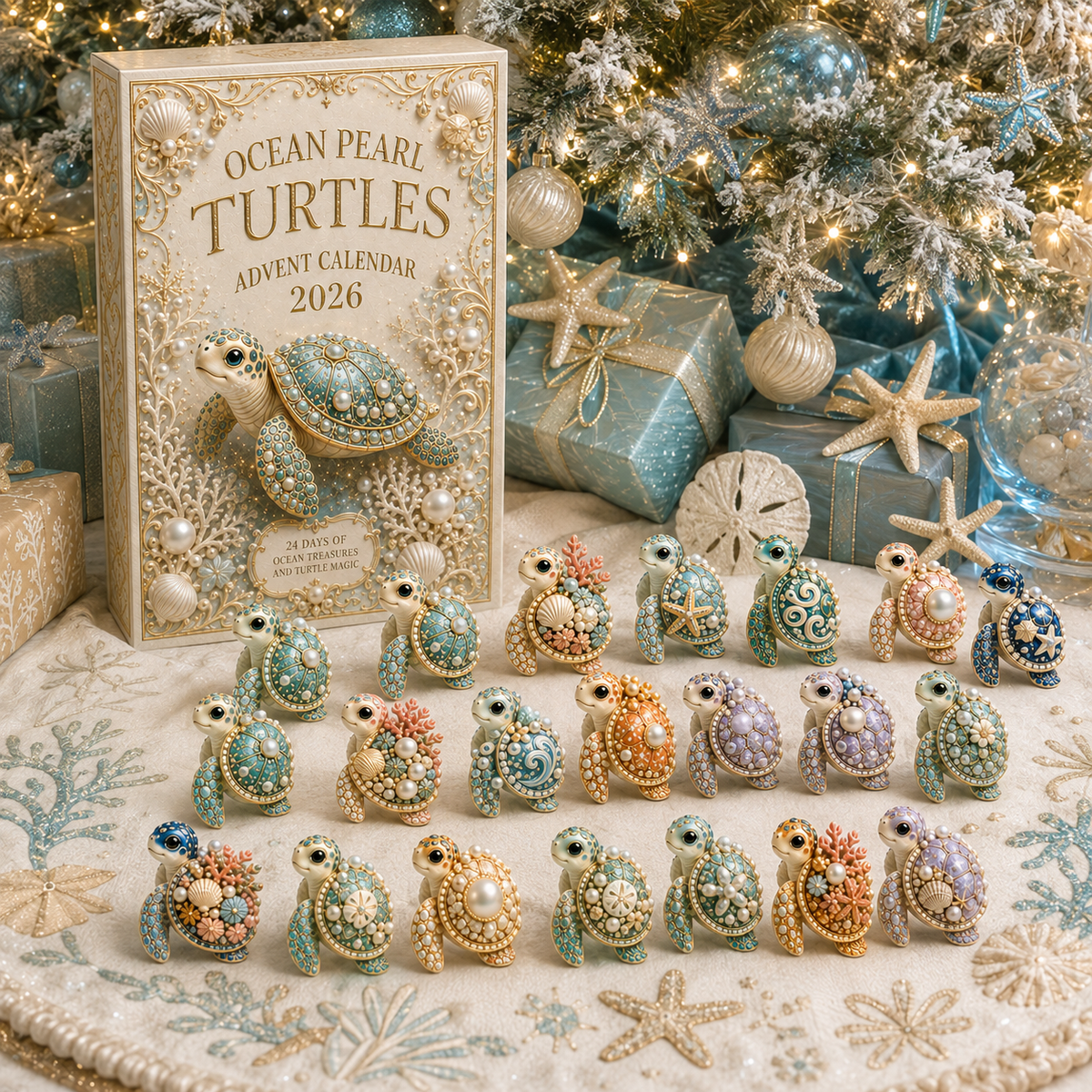 Sea Turtle 24-Day Advent Calendar – Ocean Collectible Figurine Christmas Gift