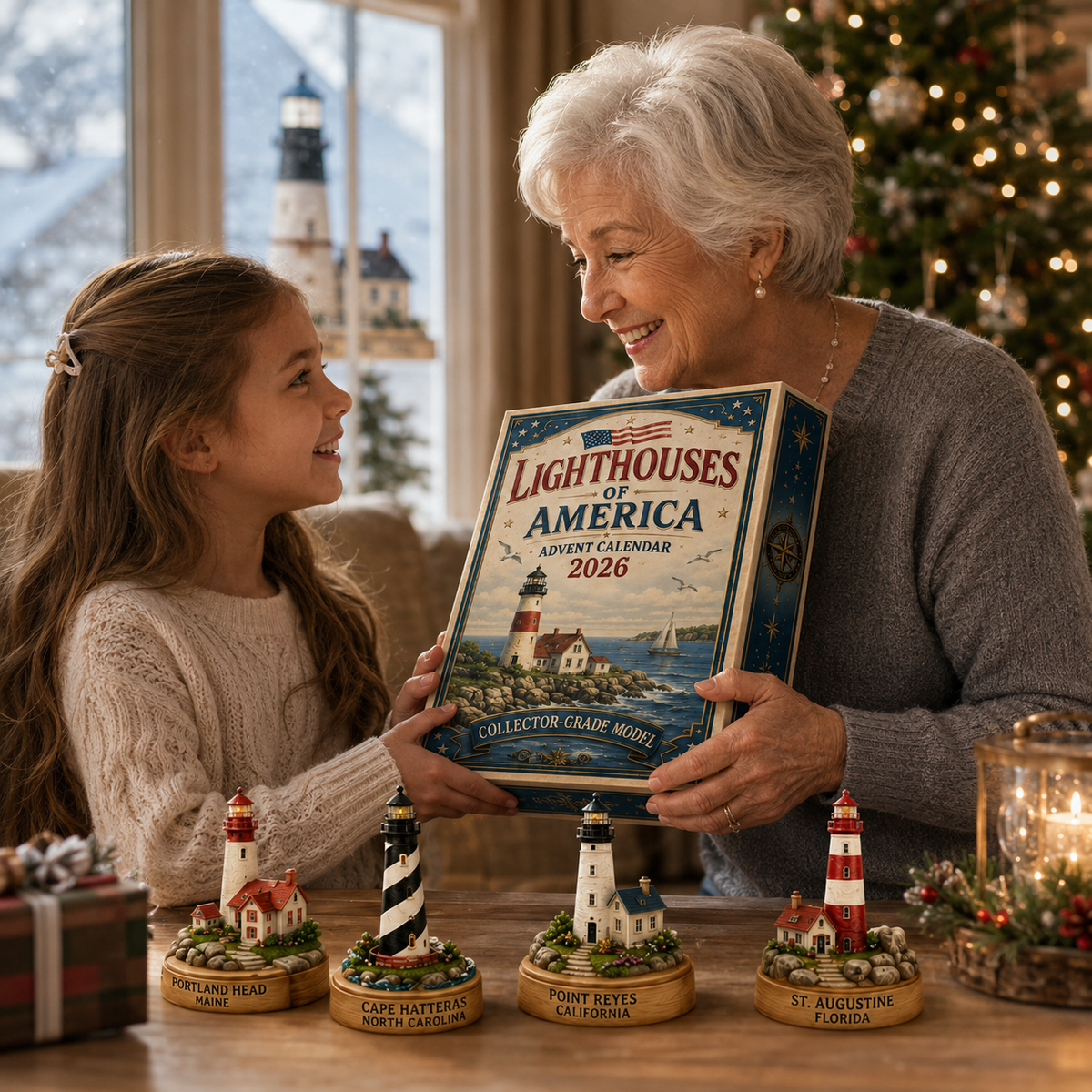 Lighthouses of America Advent Calendar 2026 – 24-Day Coastal Heritage Countdown, Collector-Grade Lighthouse Miniatures