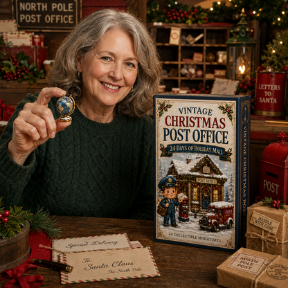Vintage Christmas Post Office 24-Day Advent Calendar – 24 Collectible Miniatures