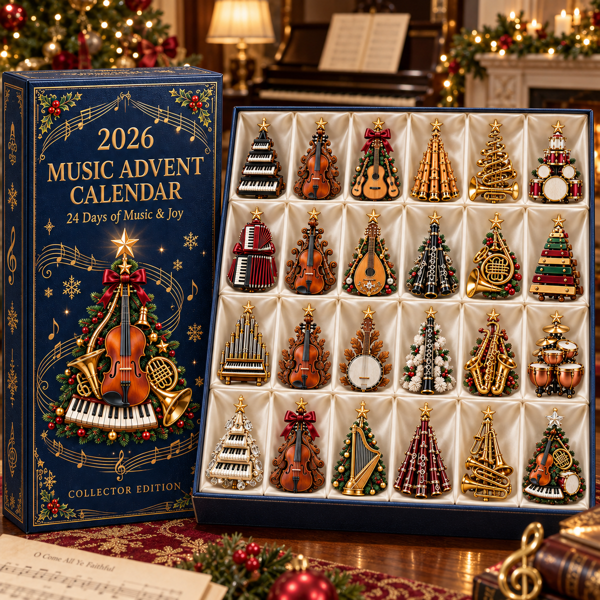 2026 Music Lovers’ Advent Calendar – 24 Unique Musical Instrument Christmas Tree Miniatures