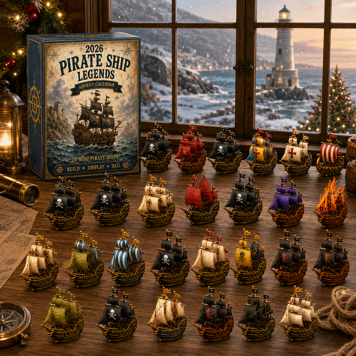 ⚓Pirate Ship Legends Advent Calendar 2026 – 24 Days of High Seas Adventure, Collector-Grade Miniature Ships
